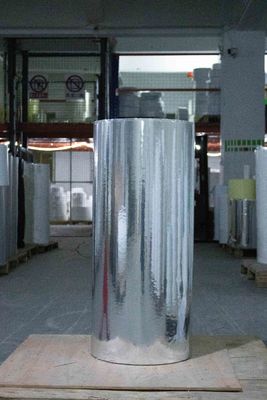 ยางยางกาว แผ่นสับ Light Silver BOPP Jumbo ม้วน ฉลาก ความหนาหน้า 75μ เงิน